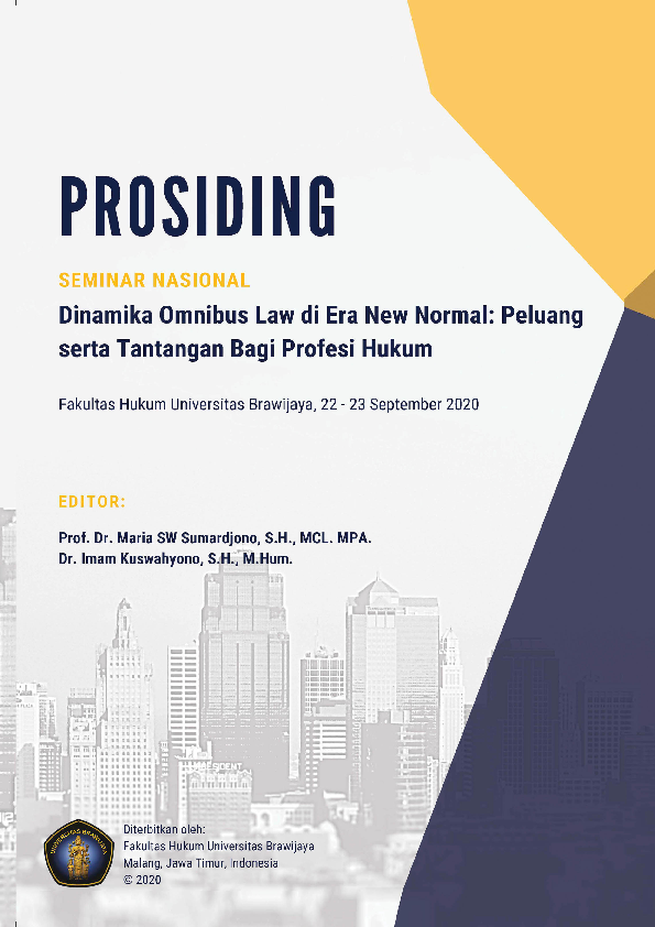 Cover Buku PROSIDING SEMINAR NASIONAL:Dinamika omnibus law di era new normal : peluang serta tantangan bagi profesi hukum