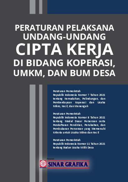 Cover Buku Peraturan Pelaksana Undang-Undang Cipta Kerja di Bidang Koperasi, UMKM, dan BUM Desa