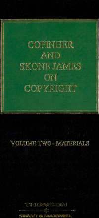 Copinger and skone james on copyright.Volume Two-Materials. Fifteenth edition.