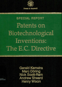 Image of Patents on biotechnological inventions : the e.c. directive