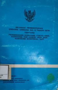 Sejarah pembentukan UU no. 2 th 1976 tentang pengesahan konvensi Tokyo 1963, Konvensi The Haque 1970 dam Konnvensi Montreal 1971