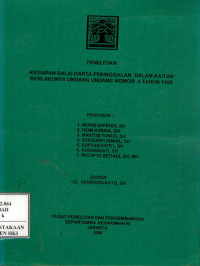 Image of Kesiapan balai harta peninggalan dalam kaitan berlakunya undang-undang nomor 4 tahun 1998