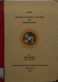 Image of Skripsi : hak cipta atas karya lagu teks dan rekaman suara
