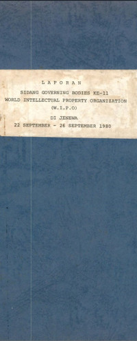 Image of Laporan sidang governing bodies ke-11 world intellectual property organization