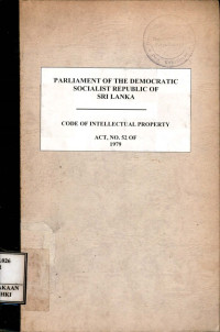 Image of Parliament of the democratic socialist republic of Sri Lanka : code of intellectual property
