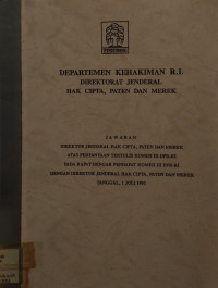 Image of Jawaban direktur jenderal hak cipta, paten dan merek atas pernyataan tertulis komisi III dpr-ri pada rapat dengar pendapat komisi III dpr-ri dengan direktur jenderal hak cipta, paten dan merek tanggal, 1 juli 1993