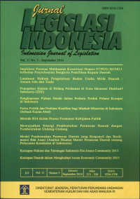 Image of Jurnal legislasi indonesia vol.11 no.3 September 2014