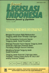 Image of Jurnal legislasi indonesia : tanggung jawab sosial dan lingkungan