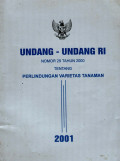 Undang-undang RI nomor 29 tahun 2000 tentang perlindungan varietas tanaman