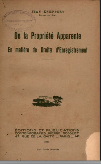 Image of De la propriete apparente en matiere de droits d'enregistrement