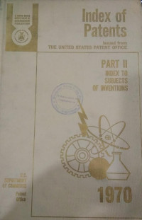 Image of Index of patents part II  index to subjects of inventions : 1970