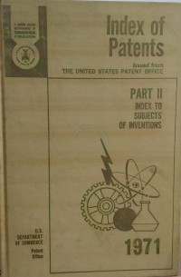 Image of Index of patents part II  index to subjects of inventions : 1971