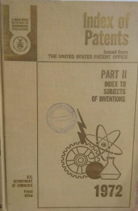 Image of Index of patents part II index to subjects of inventions : 1972