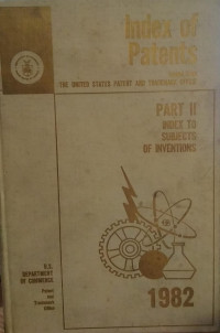 Image of Index of patents part II  index to subjects of inventions : 1982