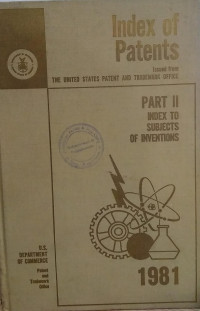 Image of Index of patents part II  index to subjects of inventions : 1981