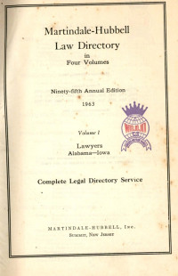 Image of Martindale-hubbell law directory in four volumes : ninety-fifth annual edition 1963