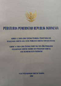 Image of Peraturan pemerintah Republik Indonesia mengenai perlindungan varietas tanaman
