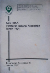 Image of Abstrak peraturan bidang kesehatan tahun 1994