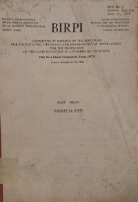 Image of Committee of experts on the birpi plan for facilitating the filing and examination of applications for teh protection of the same invention in a number of countries : plan for a patent cooperation treaty (pct) : (Geneva, December 2 to 10, 1968)