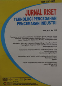 Image of Jurnal riset teknologi pencegahan pencemaran industri vol.6 no.1 mei 2015