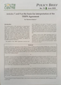 Image of Articles 7 and 8 as the basis for interpretation of the TRIPS Agreement