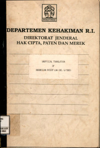 Image of Unofficial translation of Indonesia patent law (no. 6/1989)